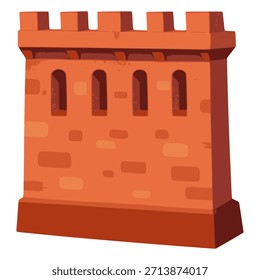 Projeto de modelo de ilustração de vetor de cor plana de parede de castelo medieval antigo