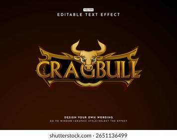 ancient medieval cragbull 3d game logo design with bull head in luxury fantasy gold game text effect
