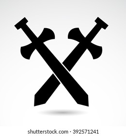 Ancient, medieval, historic weapon. Sword vector icon isolated on white background.