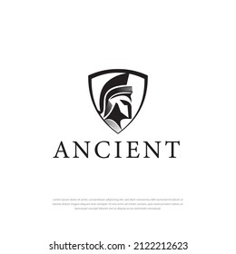 Ancient Medieval Knights Templar Warrior Helmet logo design, symbol, icon, template