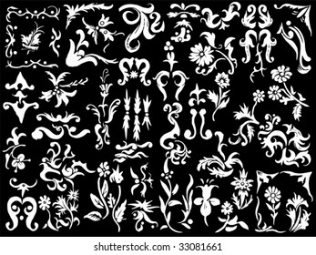 Ancient and medieval ornamental design elements set