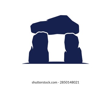 Ancient megalith stone structure vector icon. Historical monument silhouette illustration for archaeology and travel.