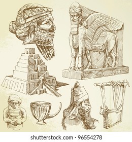ancient mesopotamian art - hand drawn collection