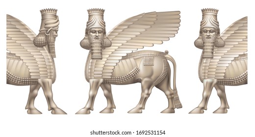 Ancient Mesopotamian winged bull man