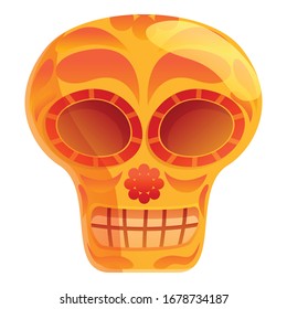 Ancient mexican skull icon. Cartoon of ancient mexican skull vector icon for web design isolated on white background