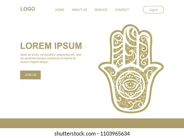 Ancient Middle Eastern amulet symbolizing the Hand of God. illustrative minimalism landing page