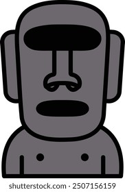 An Ancient Moai statues in line drawing style