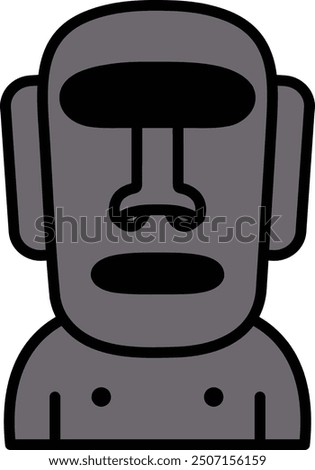An Ancient Moai statues in line drawing style