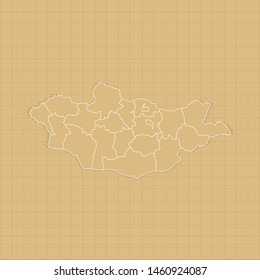 Ancient Mongolia map old paper background with space for text. Vector illustration EPS10.