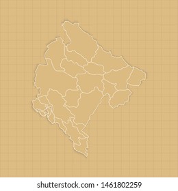 Ancient Montenegro map old paper background with space for text. Vector illustration EPS10.