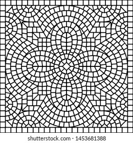 Ancient mosaic ceramic tile pattern. Colorful tessellation ornament. Floral decorative texture.