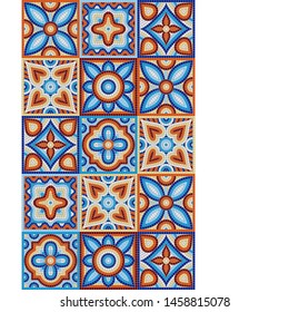 Ancient mosaic ceramic tile pattern. Colorful tessellation ornament. Floral decorative texture.