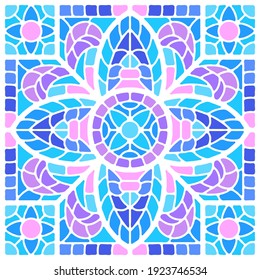 Ancient mosaic ceramic tile pattern. Decorative glass ornament. Abstract antique texture.