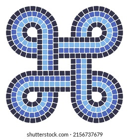 Ancient mosaic element. Decorative antique stone ornament.