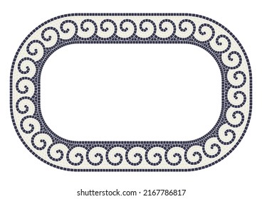 Ancient mosaic frame. Decorative antique stone ornament.