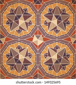 Ancient mosaic pattern, Roman style background, seamless 3D effect ornament, vector