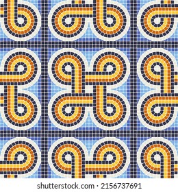 Ancient mosaic seamless pattern. Decorative antique stone ornament.