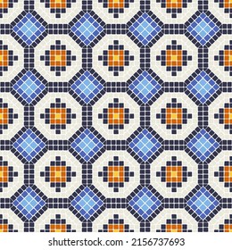 Antiguo mosaico sin fisuras. Decorativo adorno de piedra antigua.