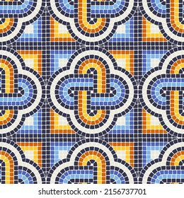 Ancient mosaic seamless pattern. Decorative antique stone ornament.