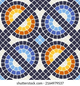 Ancient mosaic seamless pattern. Decorative antique stone ornament.