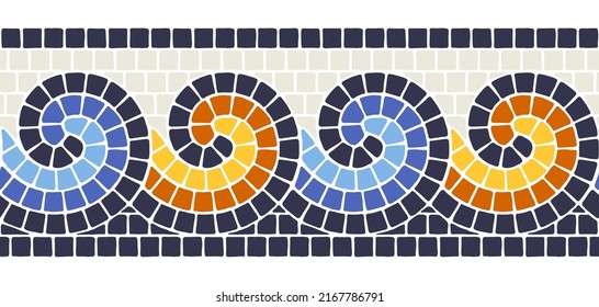 Ancient mosaic seamless pattern. Decorative antique stone ornament.