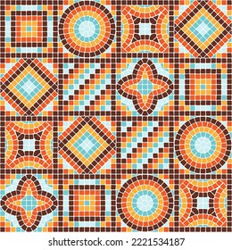 Ancient mosaic seamless pattern. Decorative antique stone ornament.