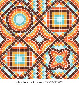 Ancient mosaic seamless pattern. Decorative antique stone ornament.