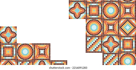 Ancient mosaic tile background. Decorative antique stone ornament.