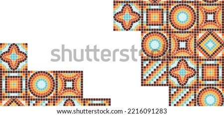 Ancient mosaic tile background. Decorative antique stone ornament.