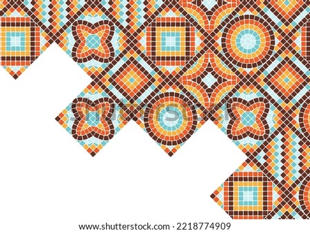 Ancient mosaic tile background. Decorative antique stone ornament.