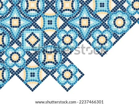Ancient mosaic tile background. Decorative antique stone ornament.