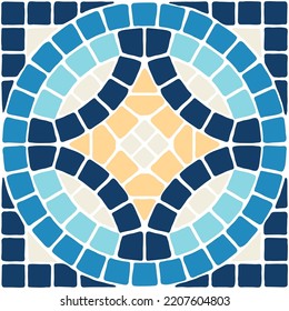 Ancient mosaic tile pattern. Decorative antique stone ornament.