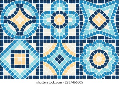Ancient mosaic tile pattern. Decorative antique stone ornament.