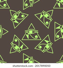 Ancient mystic Egyptian symbol. Isolated editable icon. Conspiracy theory. Egyptian paganism. Hieroglyph. Magic amulets. Masons. Freemasony. Seamless repeatable pattern. High resolution. Vector EPS10.