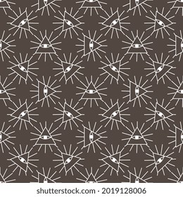 Ancient mystic Egyptian symbol. Isolated editable icon. Conspiracy theory. Egyptian paganism. Hieroglyph. Magic amulets. Masons. Freemasony. Seamless repeatable pattern. High resolution. Vector EPS10.