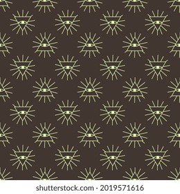 Ancient mystic Egyptian symbol. Isolated editable icon. Conspiracy theory. Egyptian paganism. Hieroglyph. Magic amulets. Masons. Freemasony. Seamless repeatable pattern. High resolution. Vector EPS10.
