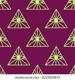Ancient mystic Egyptian symbol. Isolated editable icon. Conspiracy theory. Egyptian paganism. Hieroglyph. Magic amulets. Masons. Freemasony. Seamless repeatable pattern. High resolution. Vector EPS10.
