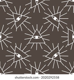 Ancient mystic Egyptian symbol. Isolated editable icon. Conspiracy theory. Egyptian paganism. Hieroglyph. Magic amulets. Masons. Freemasony. Seamless repeatable pattern. High resolution. Vector EPS10.