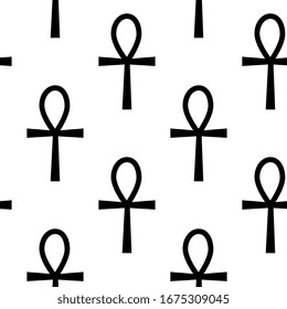 Ancient mystic egyptian symbol. Egyptian paganism. Ancient egyptian religion. Hieroglyph. Magic amulets. Mystic Talisman. Seamless vector pattern.