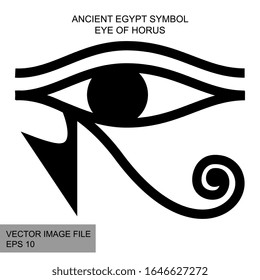 Ancient mystic egyptian symbol. Vector isolated editable black icon on white background. Left eye of god Horus. Egyptian paganism. Ancient egyptian religion. Hieroglyph. Magic amulets. Mystic Talisman
