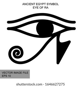Ancient mystic egyptian symbol. Vector isolated editable black icon on white background. Righ eye of god Ra. Egyptian paganism. Ancient egyptian religion. Hieroglyph. Magic amulets. Mystic Talisman.