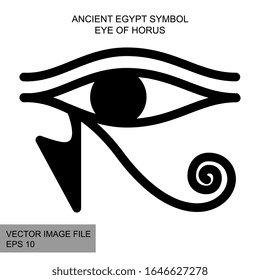 Ancient mystic egyptian symbol. Vector isolated editable black icon on white background. Left eye of god Horus. Egyptian paganism. Ancient egyptian religion. Hieroglyph. Magic amulets. Mystic Talisman