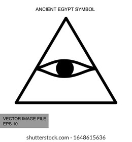 Ancient mystic egyptian symbol. Vector isolated editable black icon on white background. Conspiracy theory. Egyptian paganism. Ancient egyptian religion. Hieroglyph. Magic amulets. Masons. Freemasony.
