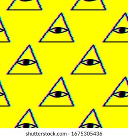 Ancient mystic egyptian symbol. Vector isolated editable black icon. Conspiracy theory. Egyptian paganism. Ancient egyptian religion. Hieroglyph. Magic amulets. Masons. Freemasony. Seamless pattern. 