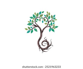 ancient mystical tree with spiral roots