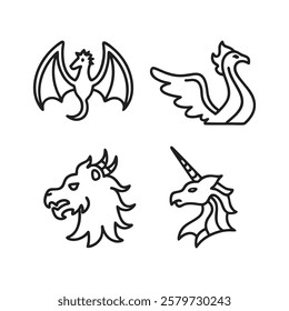 Ancient Mythological Creatures and Legendary Beasts Icons