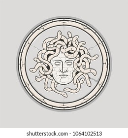 Ancient Mythology Medusa Head Marble Mosaic