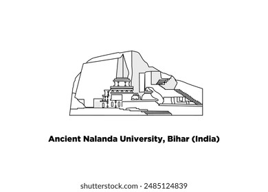 Ancient Nalanda University, Bihar India Illustration design