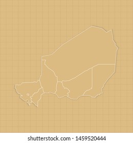 Ancient Niger map old paper background with space for text. Vector illustration EPS10.
