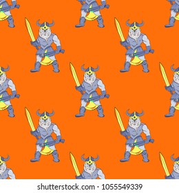Ancient nordic warrior seamless pattern. Original design for print or digital media.